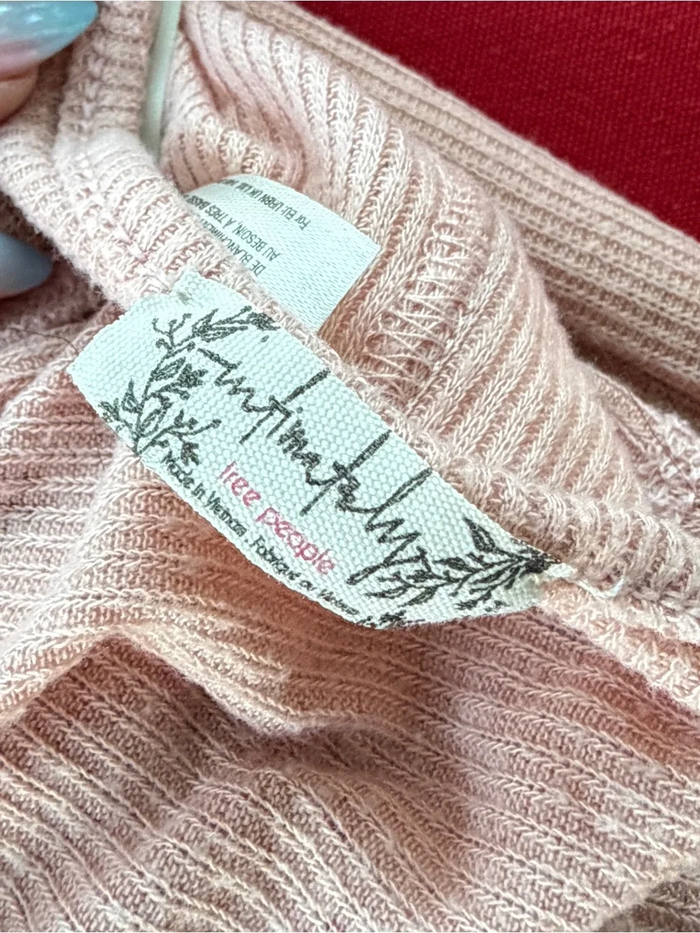 Free People Intimately Blush Pink Sheer Ribbed Cropped Button Cardigan Top